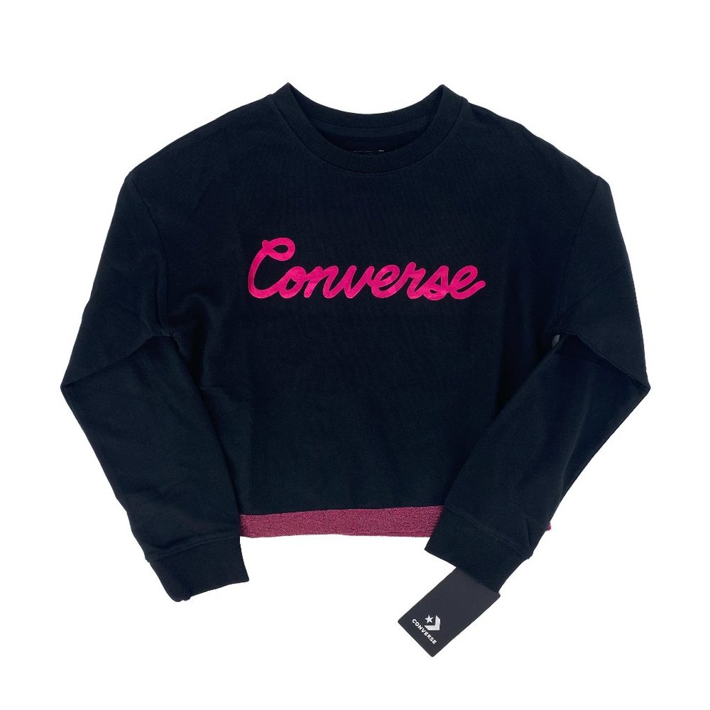 CONVERSE Pink Metallic Logo Crewneck Sweatshirt